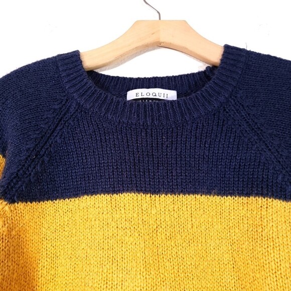 ELOQUII Slouchy Balloon Sleeve Multi Stripe Sweater Vintage Retro Plus 18 20 - Picture 4 of 10